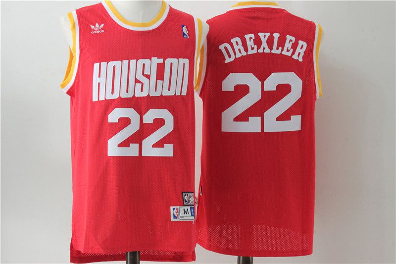 Men Houston Rockets #22 Drexler Red Throwback NBA Jersey